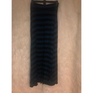 stripped black and teal maxi skirt